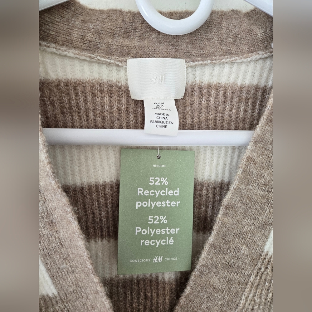 NWT H&M Beige and Cream Striped Cardigan - Picture 3 of 4